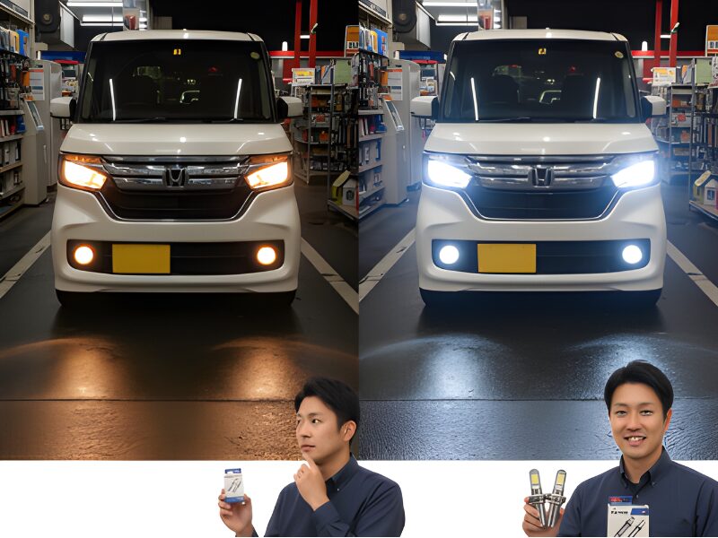 ハロゲンライトとLEDライトの比較