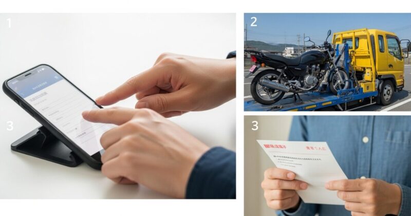 バイクの廃車申し込みから廃車完了までの流れの画像