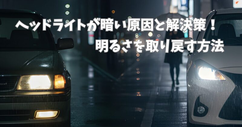 明るいヘッドライトと暗いヘッドライトの比較画像