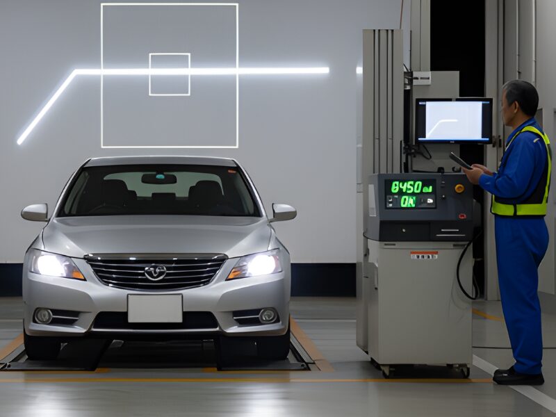 車検で光軸のテストをおこなっている画像