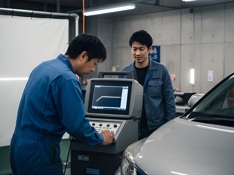 テスターで光軸調整をしている画像