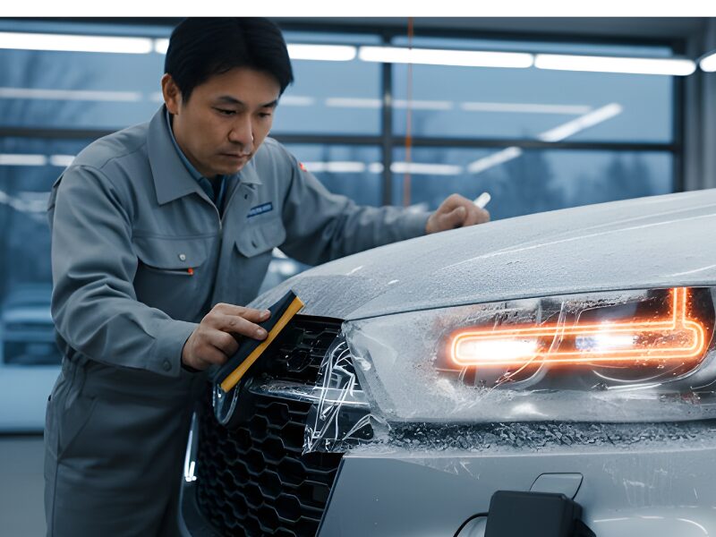 ヘッドライトヒーターを設置している画像