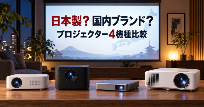 日本製と国内ブランドの違いを解説するプロジェクター4機種比較のアイキャッチ画像