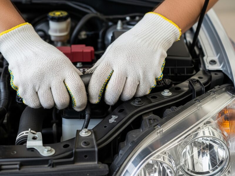 車のヘッドライトをDIYで交換している画像
